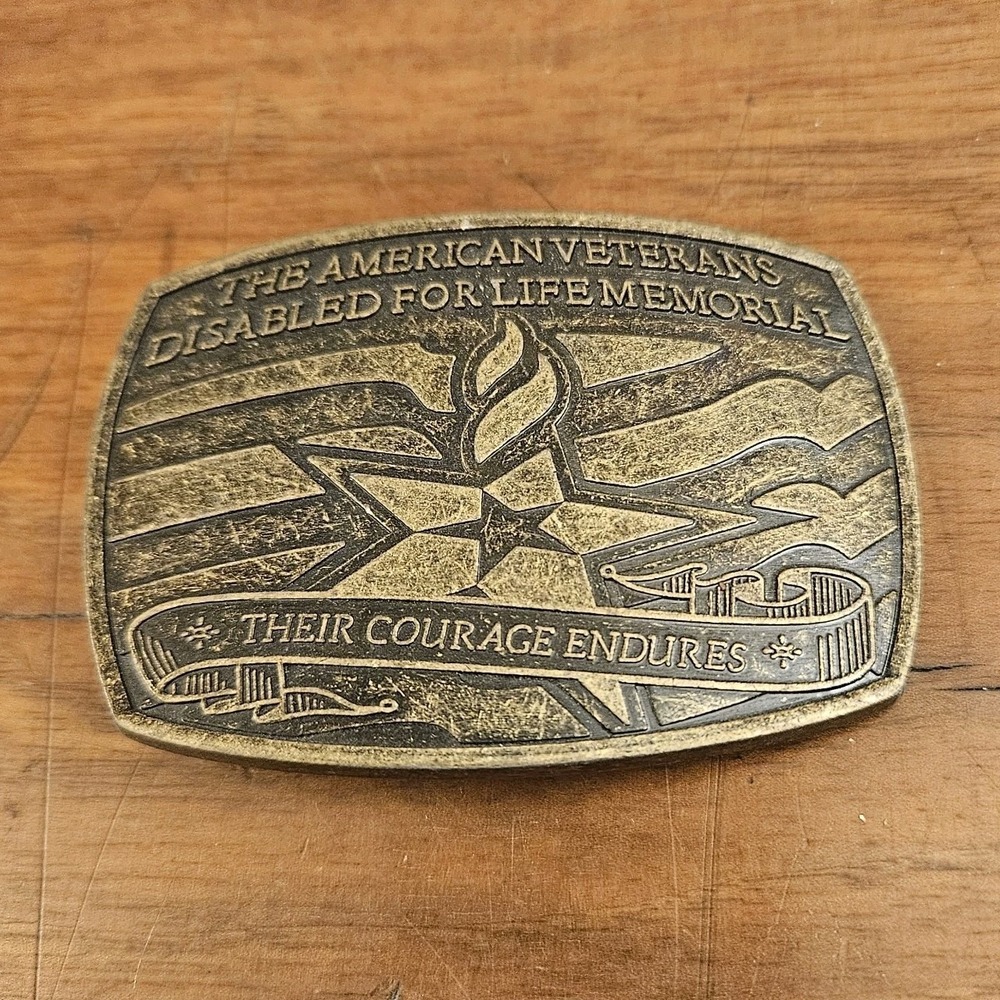 The American Veterans Disabled for Life Memorial Belt Buckle 2007 Star Stripes